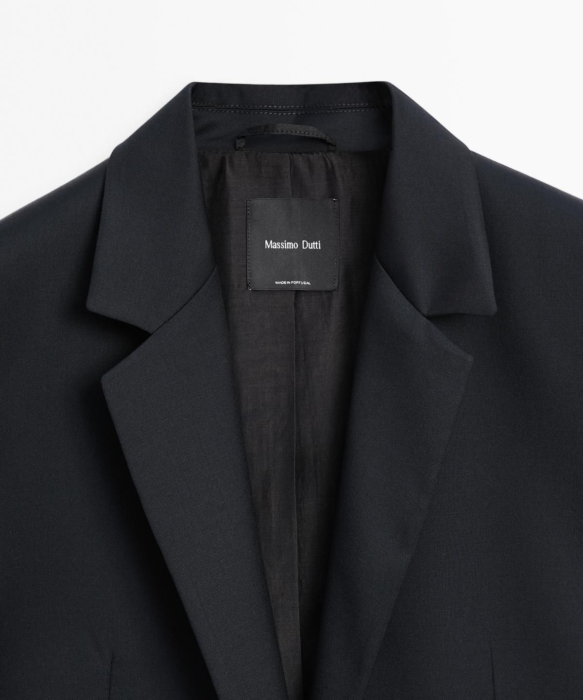 마시모두띠(MASSIMO DUTTI) 100% 엑스트라 파인 울 투 버튼 블레이저