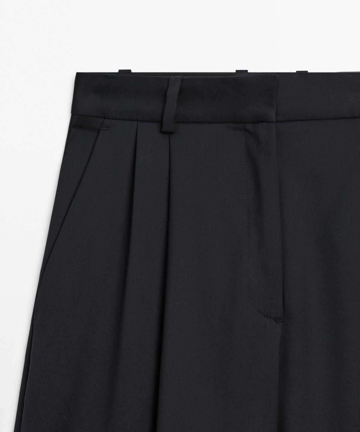 마시모두띠(MASSIMO DUTTI) 엑스트라 파인 울 플리츠 팬츠