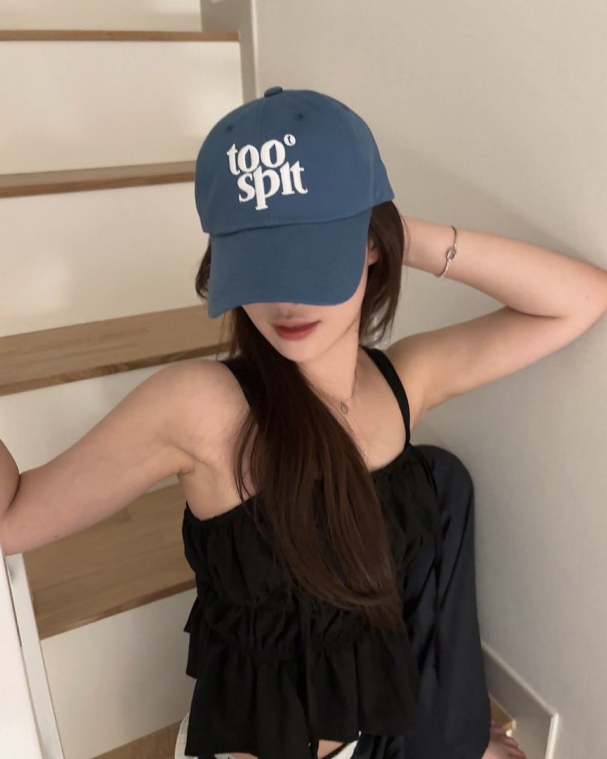 투에스핏(TOOSPIT) VOLUME LOGO BALL CAP (MID BLUE)