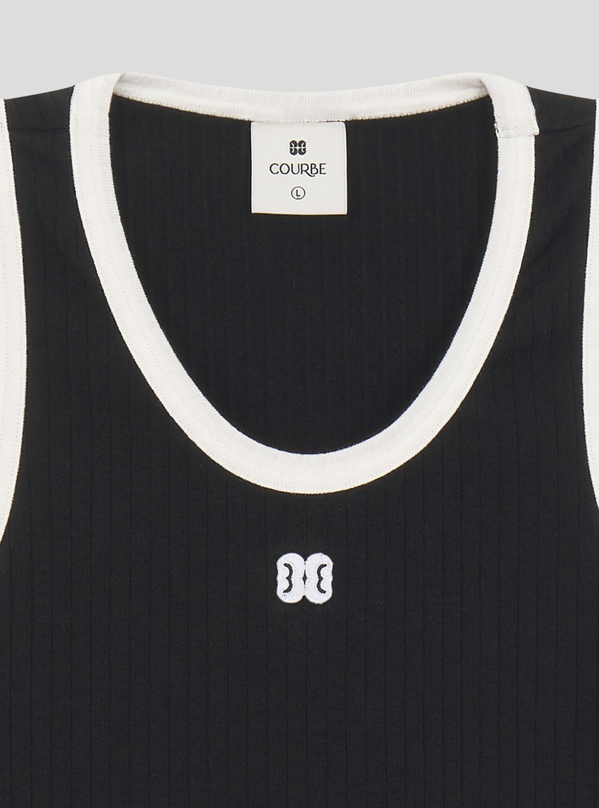 쿠르베(COURBE) Contrast Wed Sleeveless (Black)