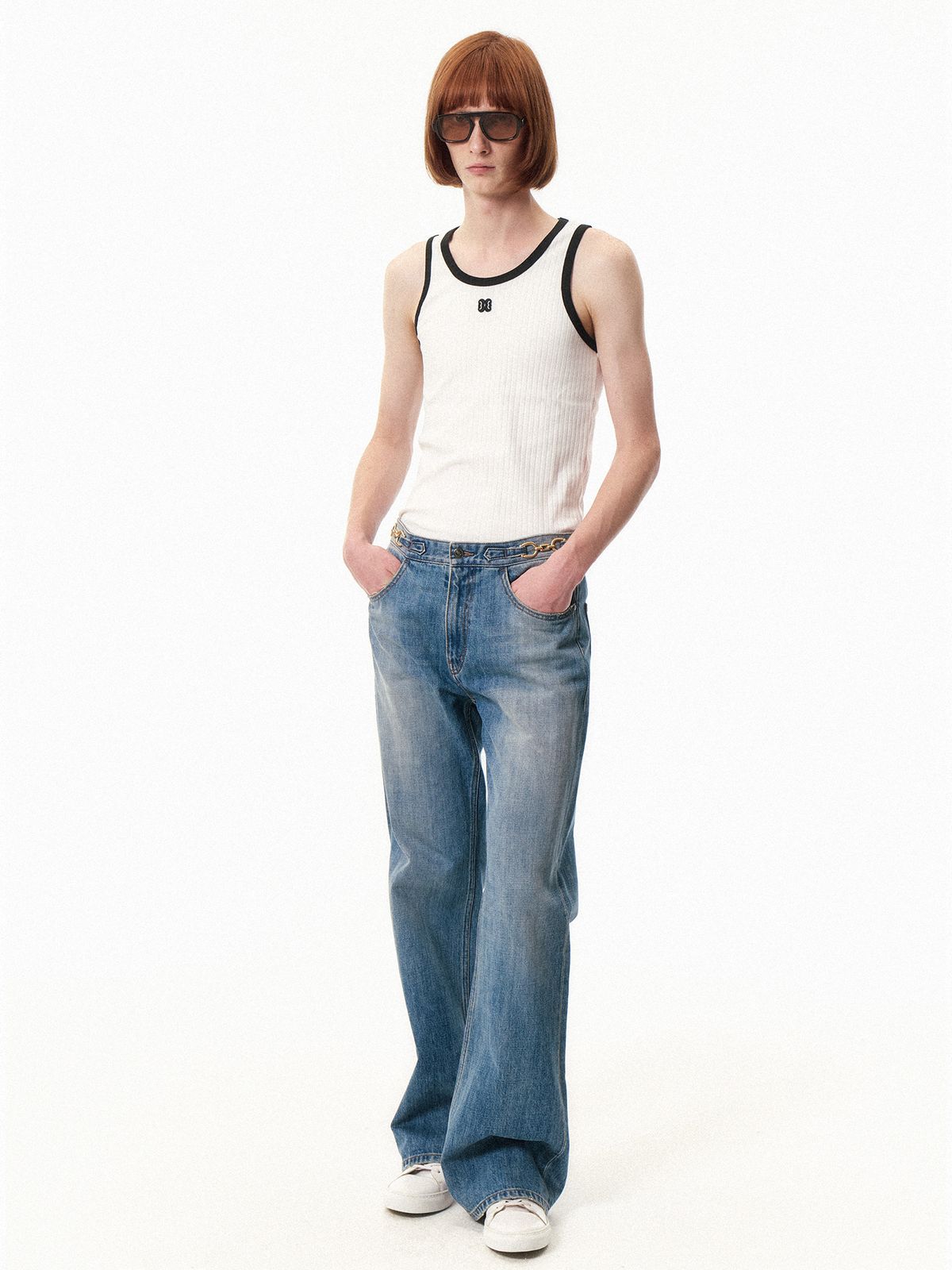 쿠르베(COURBE) Contrast Wed Sleeveless (White)