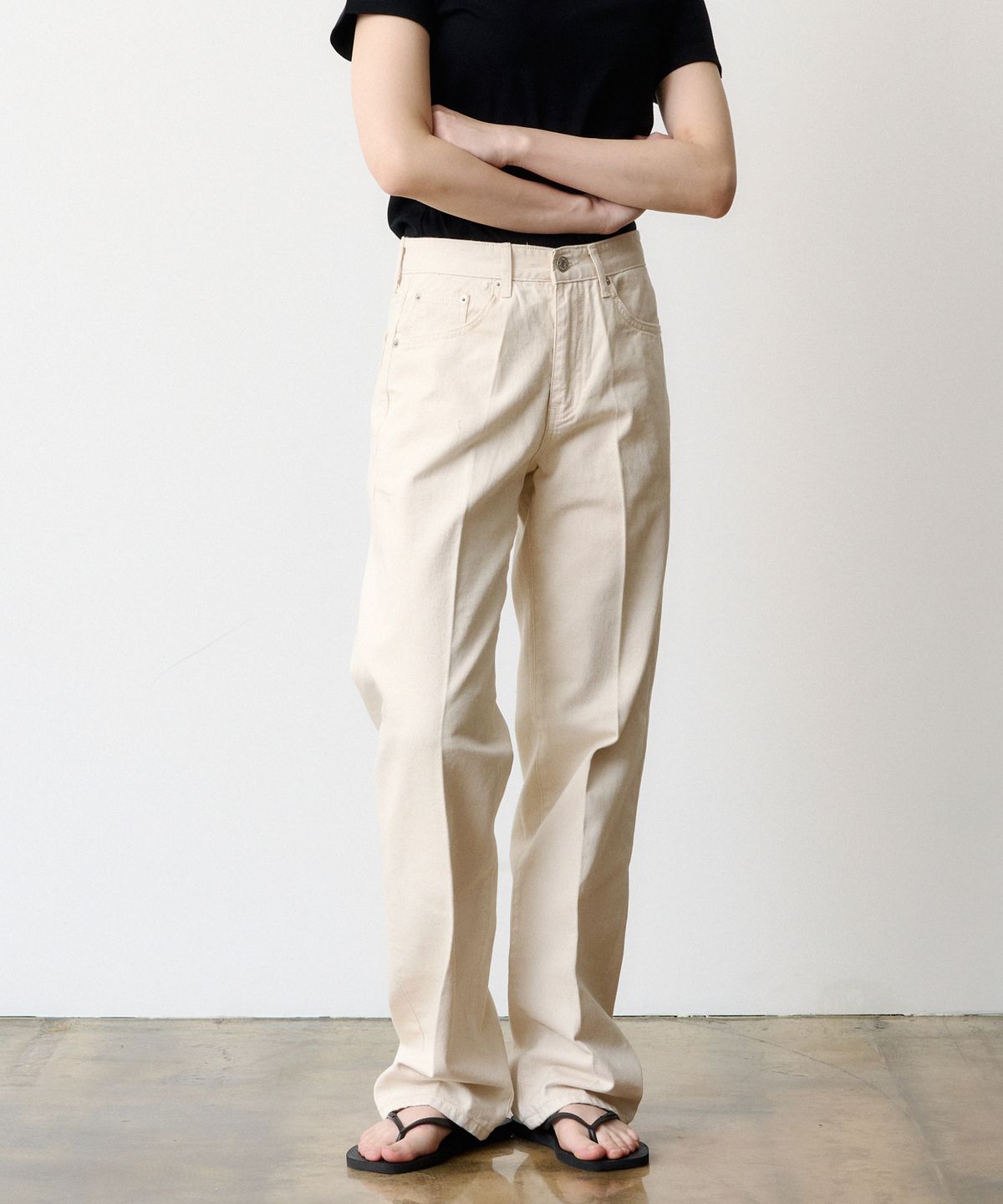 덴메이드(DENMADE) (WOMEN) DEN0653 Crease Chino Pants (Natural Cream)
