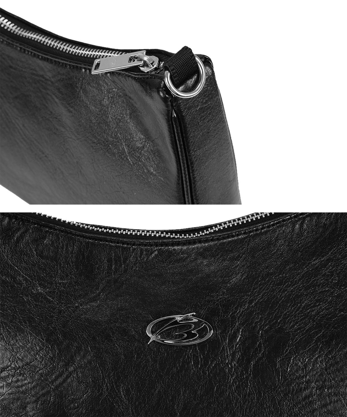모어댄블랙(MORE THAN BLACK) LEATHER HOBO BAG