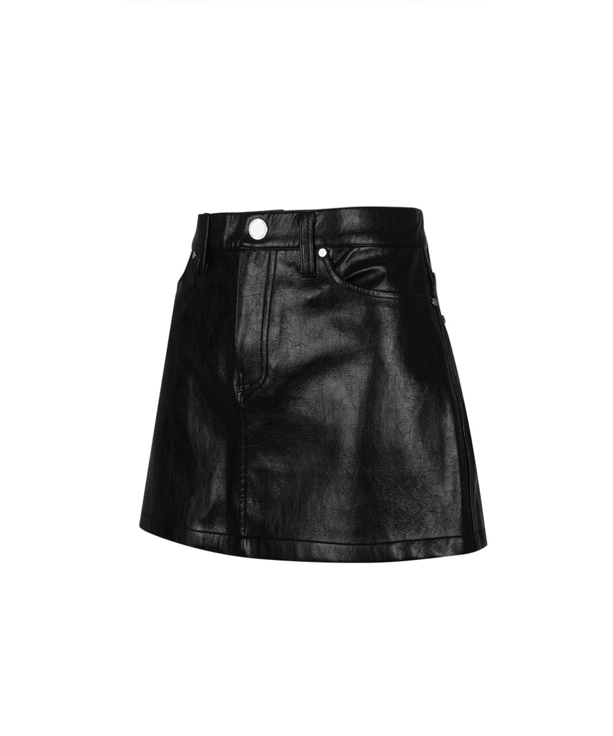 모어댄블랙(MORE THAN BLACK) LOGO LEATHER BIKER SKIRT