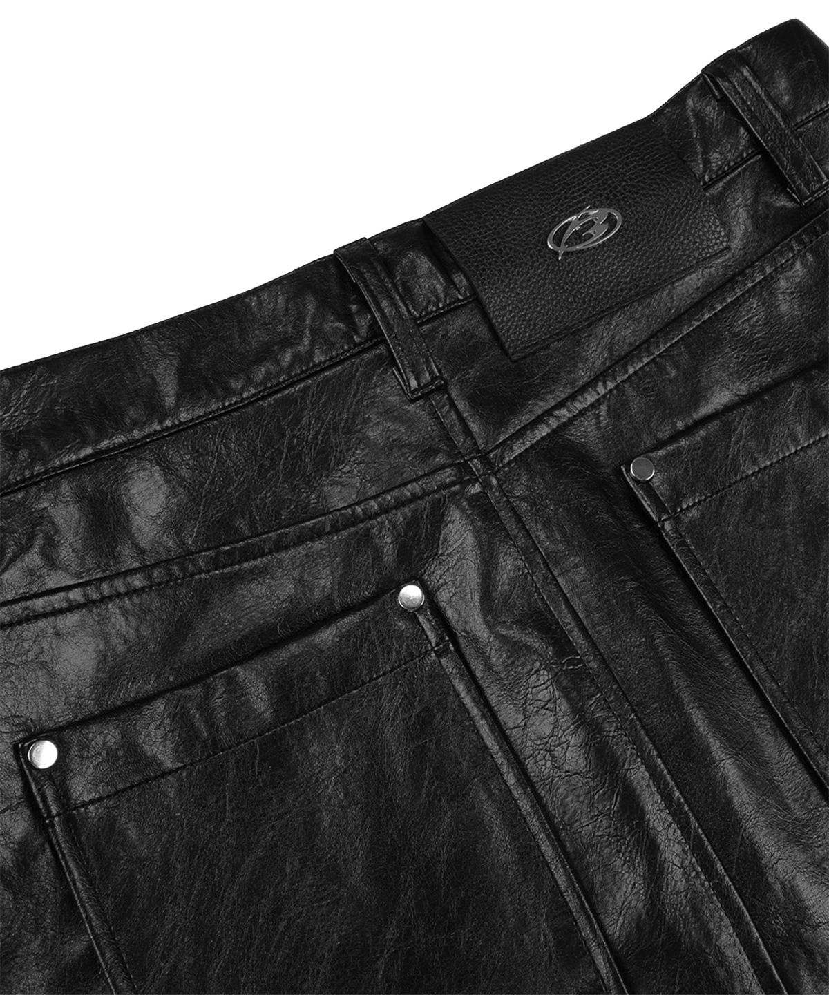 모어댄블랙(MORE THAN BLACK) LOGO LEATHER BIKER SKIRT