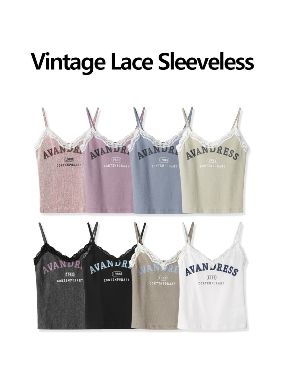 MUSINSA公式 | AVANDRESS Vintage Lace Sleeveless BLACK