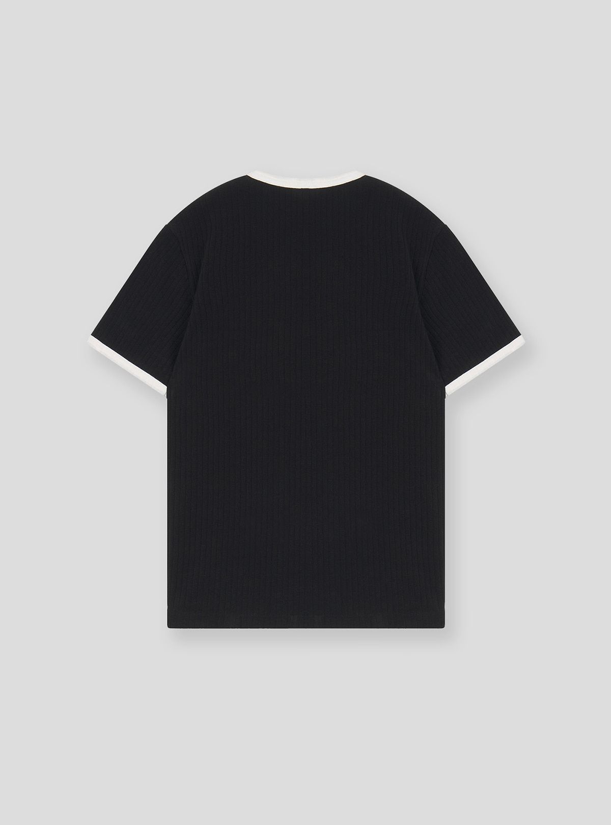 쿠르베(COURBE) Contrast Wed Round Neck T-shirt (Black)