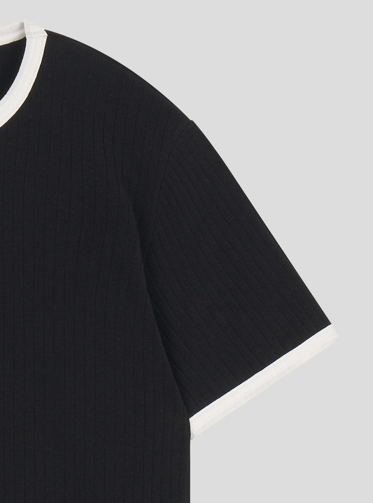 쿠르베(COURBE) Contrast Wed Round Neck T-shirt (Black)
