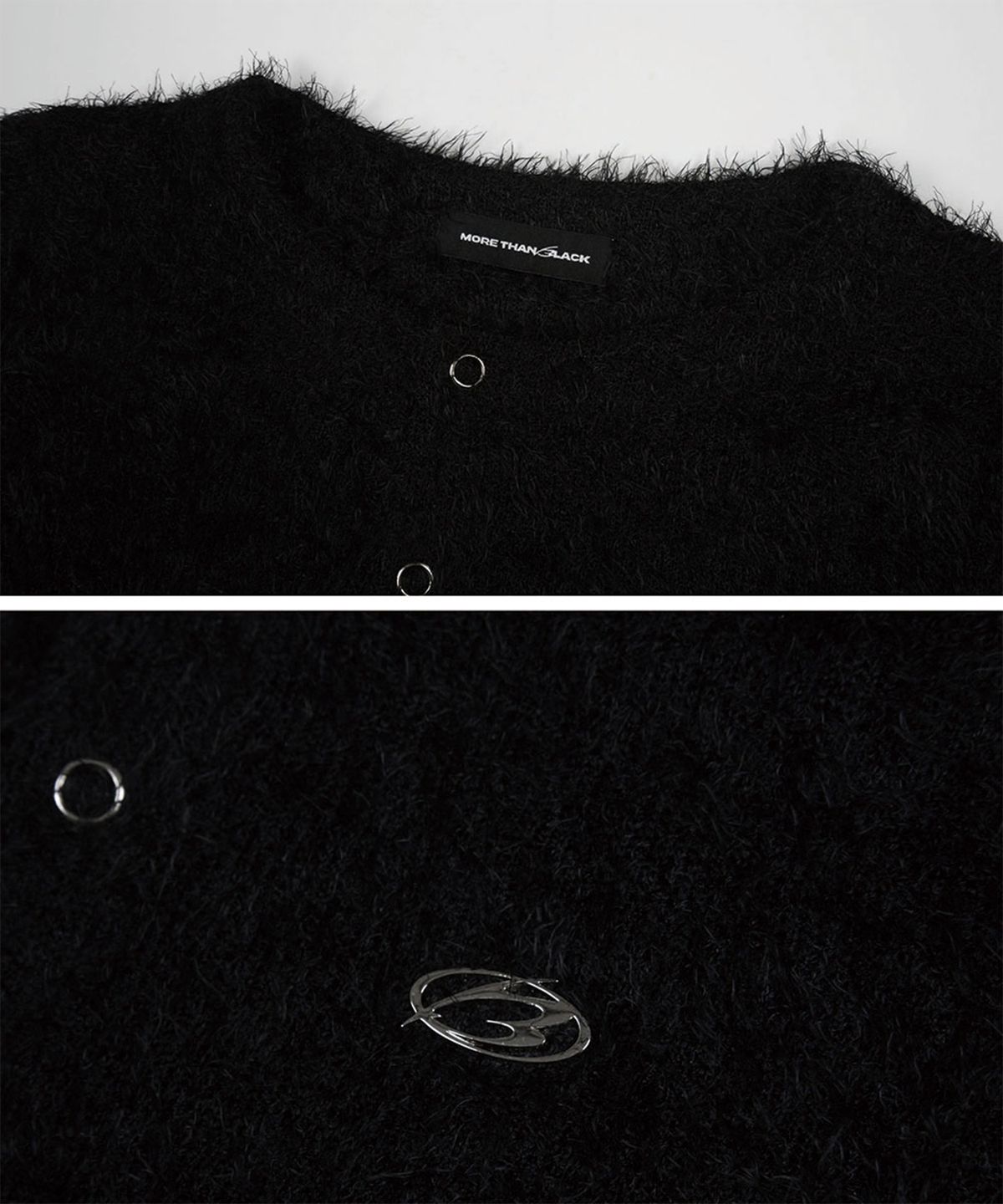 모어댄블랙(MORE THAN BLACK) LOGO FUR CARDIGAN