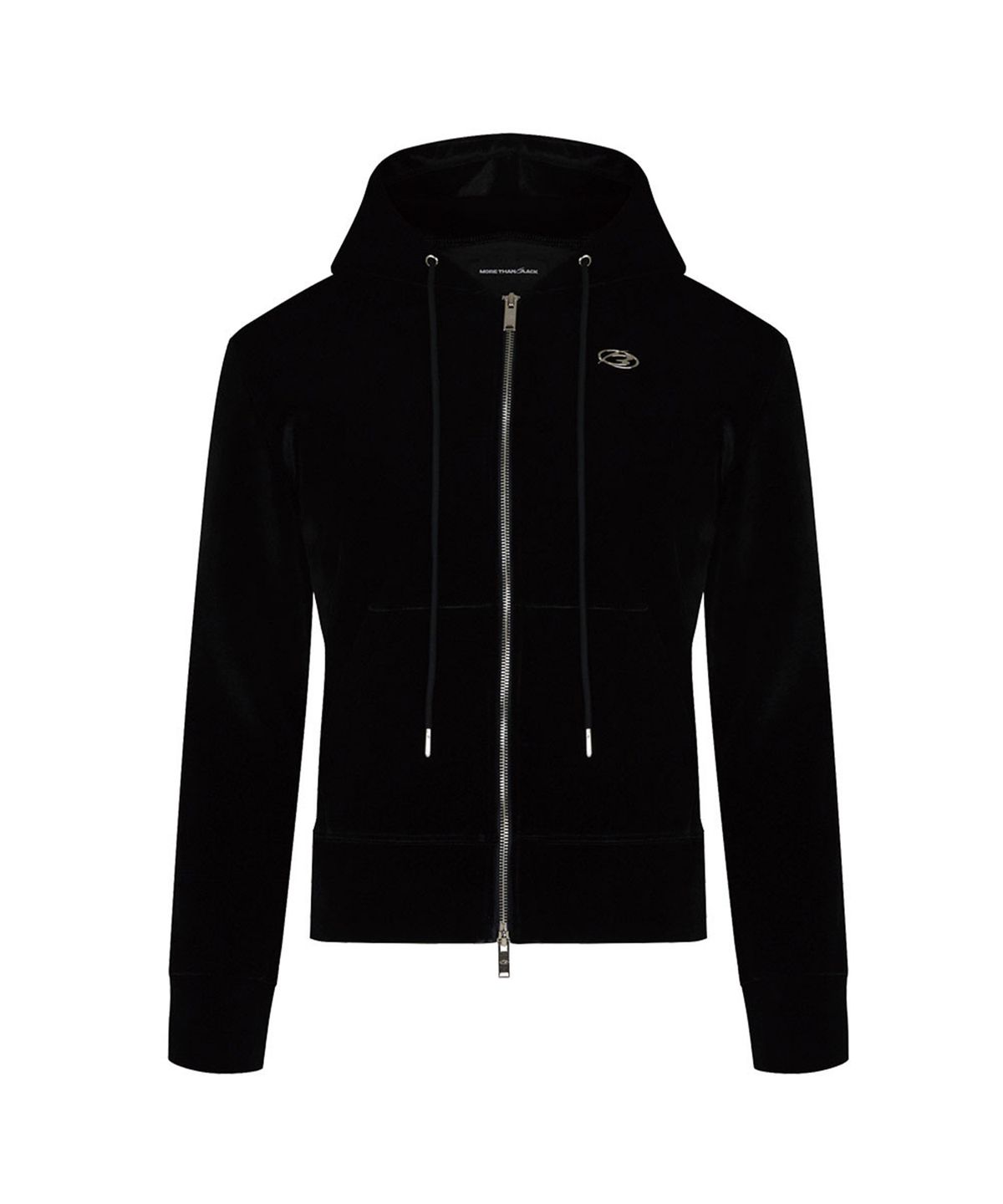 모어댄블랙(MORE THAN BLACK) LOGO HOOD VELVET JACKET