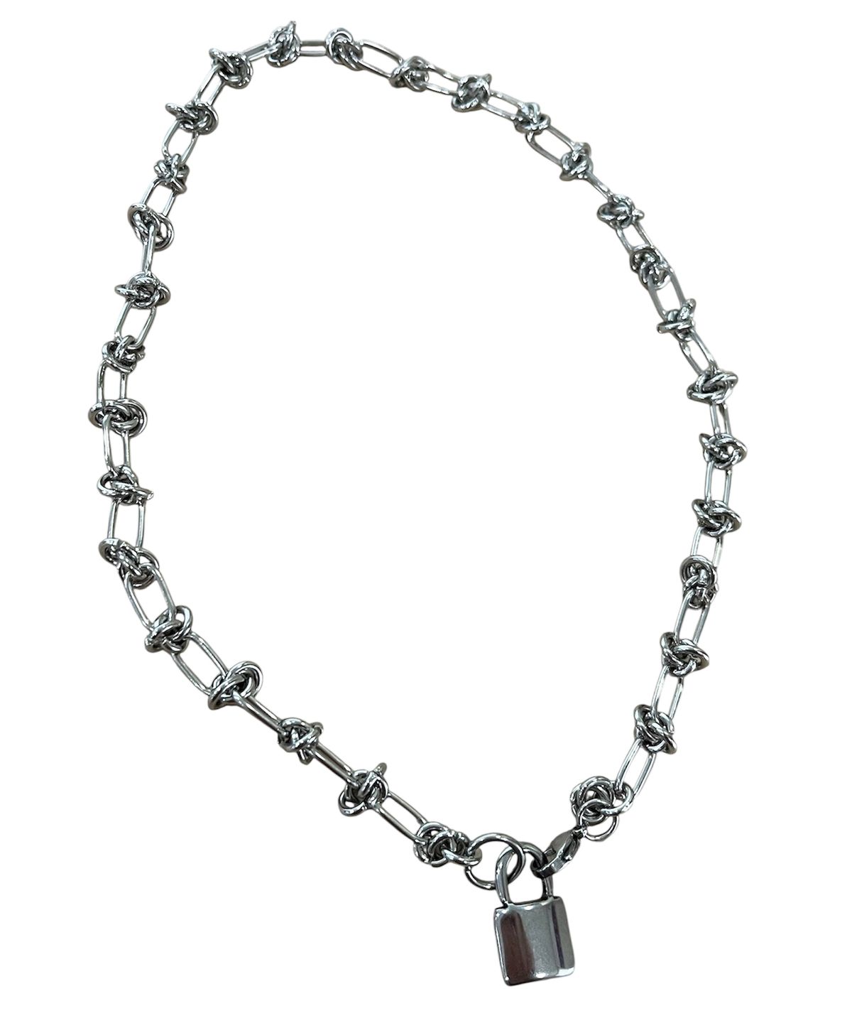 스케이터락(SK8ER ROCK) Padlock Mixed Ring Chain Necklace ((steel))