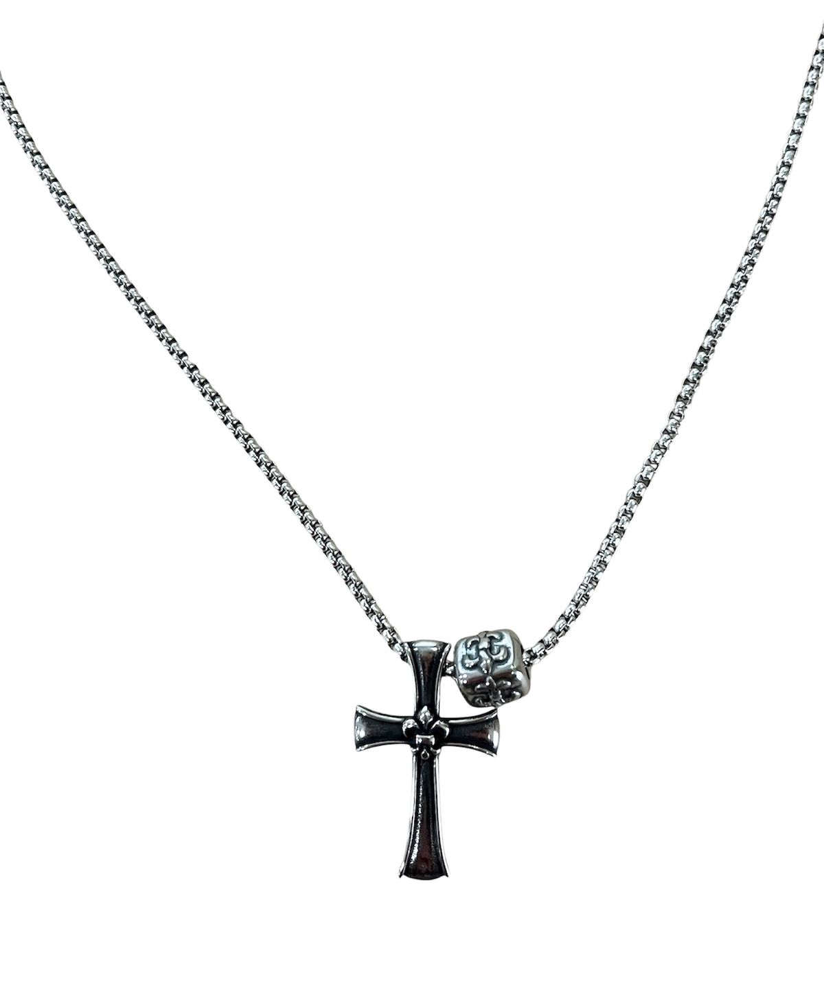스케이터락(SK8ER ROCK) Antique Cross Long Chain Necklace ((steel))