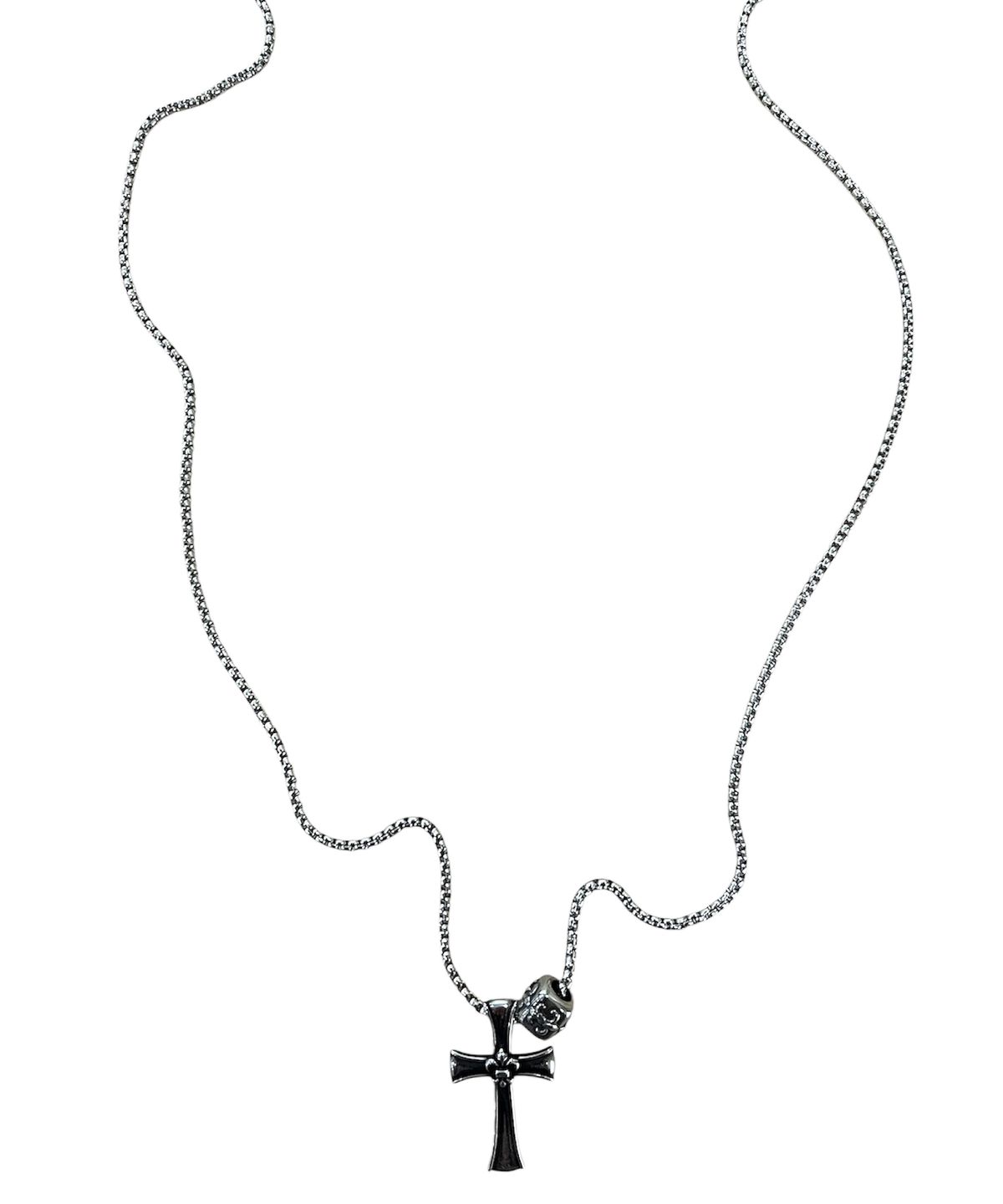 스케이터락(SK8ER ROCK) Antique Cross Long Chain Necklace ((steel))