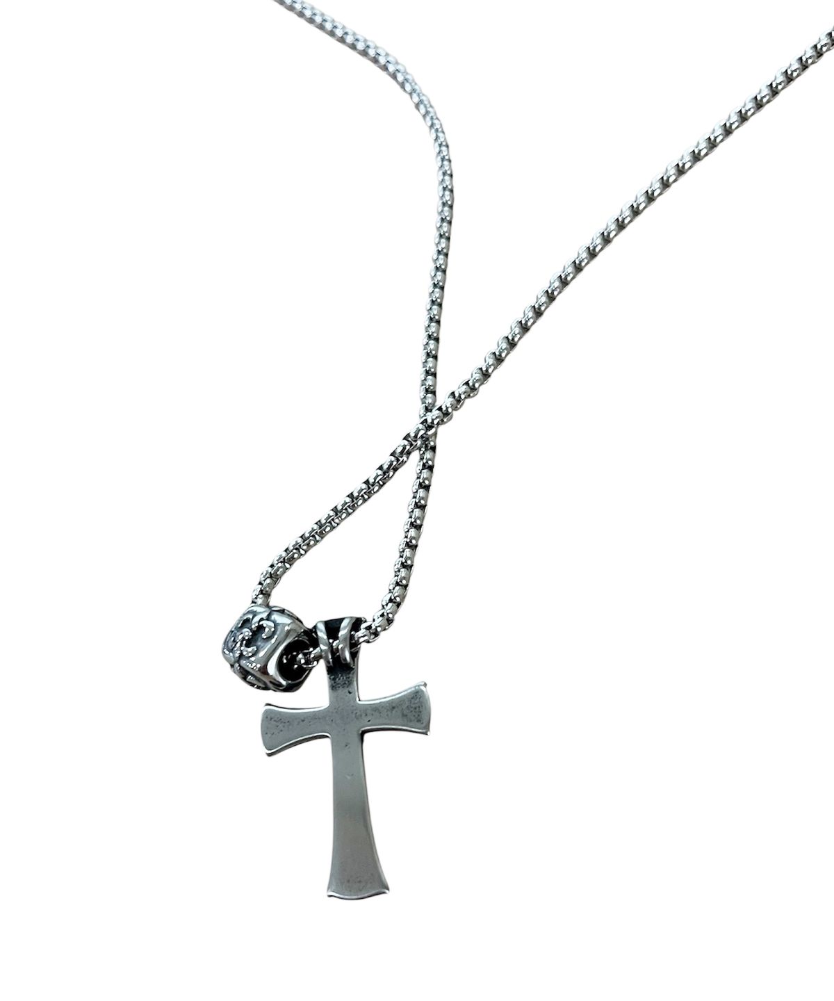 스케이터락(SK8ER ROCK) Antique Cross Long Chain Necklace ((steel))