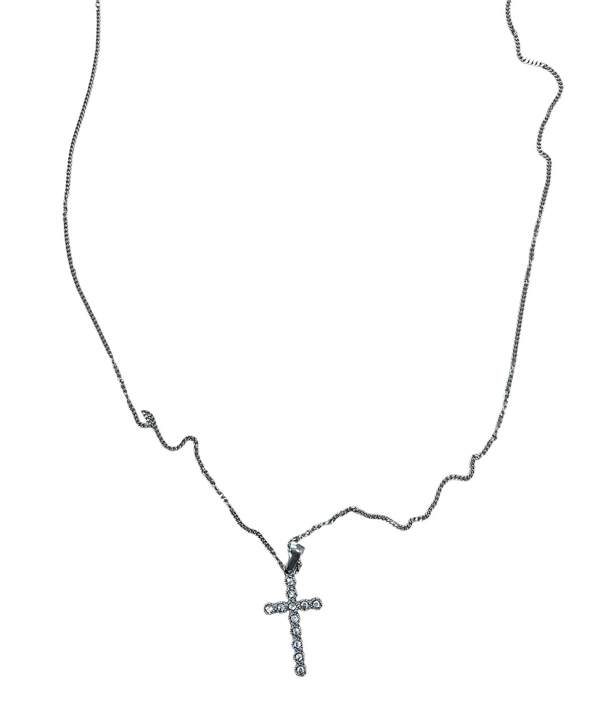 스케이터락(SK8ER ROCK) Cubic Cross Thin Chain Necklace ((streel))