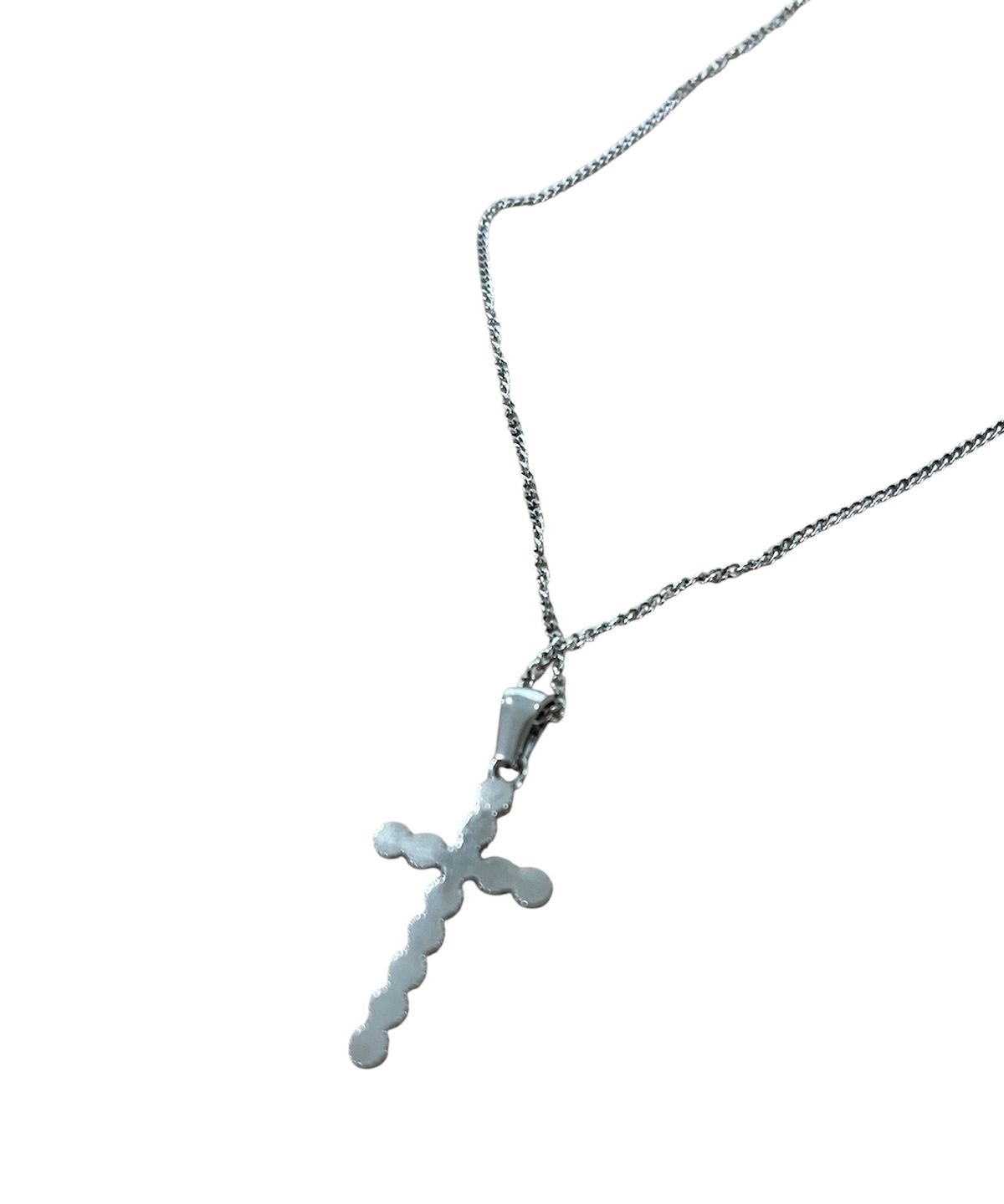 스케이터락(SK8ER ROCK) Cubic Cross Thin Chain Necklace ((streel))