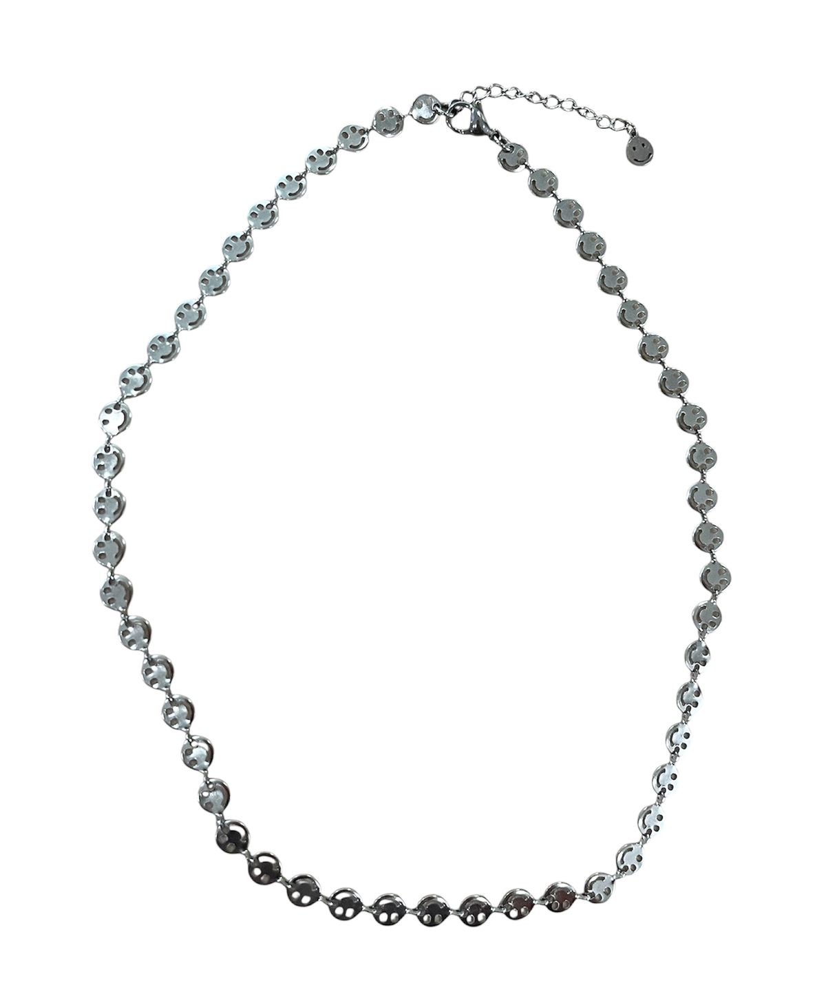 스케이터락(SK8ER ROCK) Smiley In Row Chain Necklace ((steel))