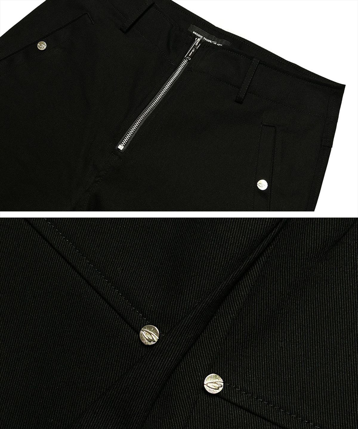 모어댄블랙(MORE THAN BLACK) RIVET POUCH PANTS