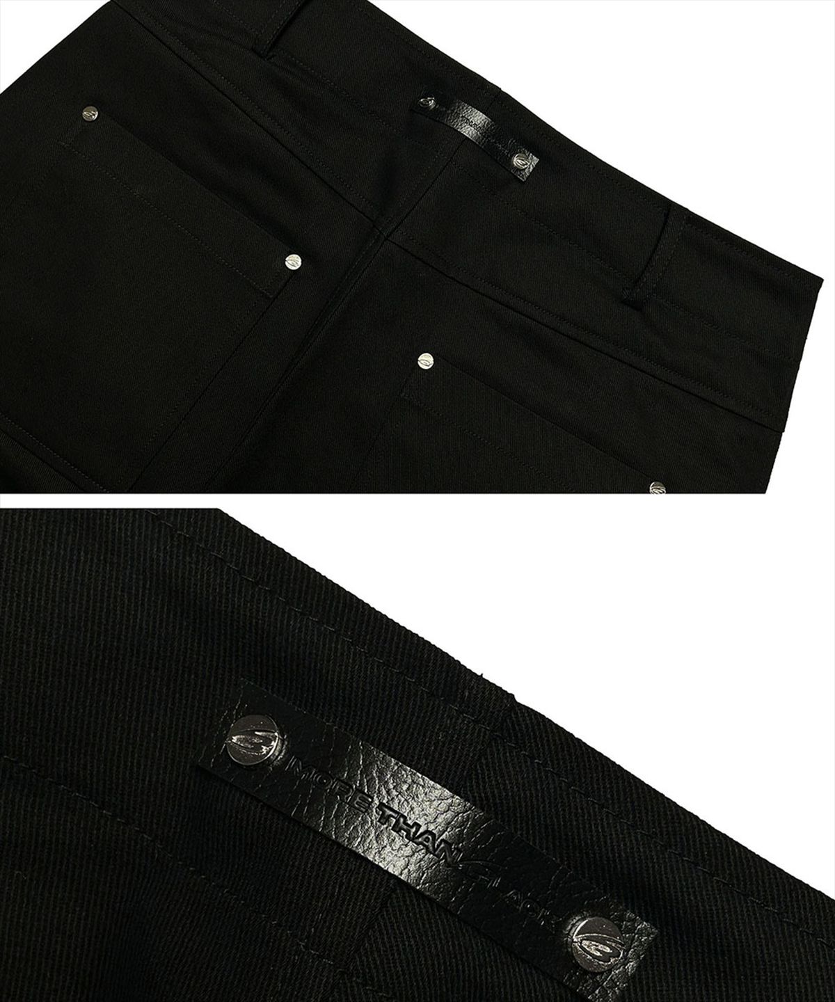 모어댄블랙(MORE THAN BLACK) RIVET POUCH PANTS