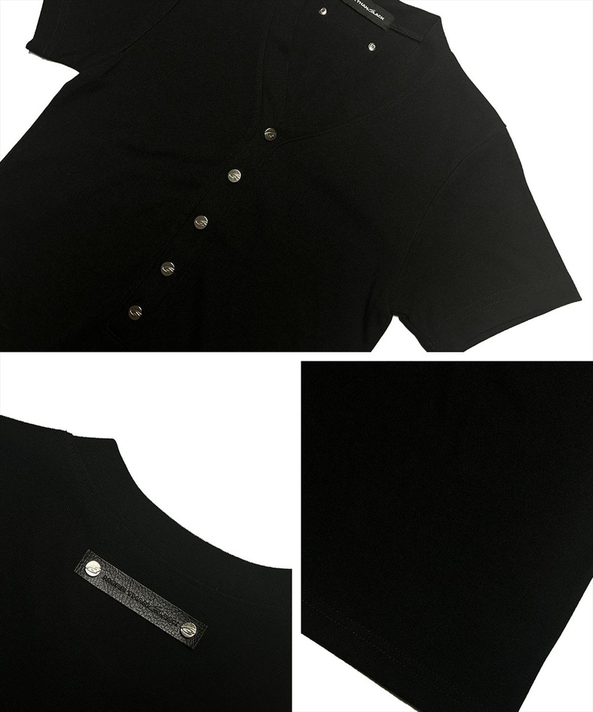 모어댄블랙(MORE THAN BLACK) SNAP V HALF SLEEVE