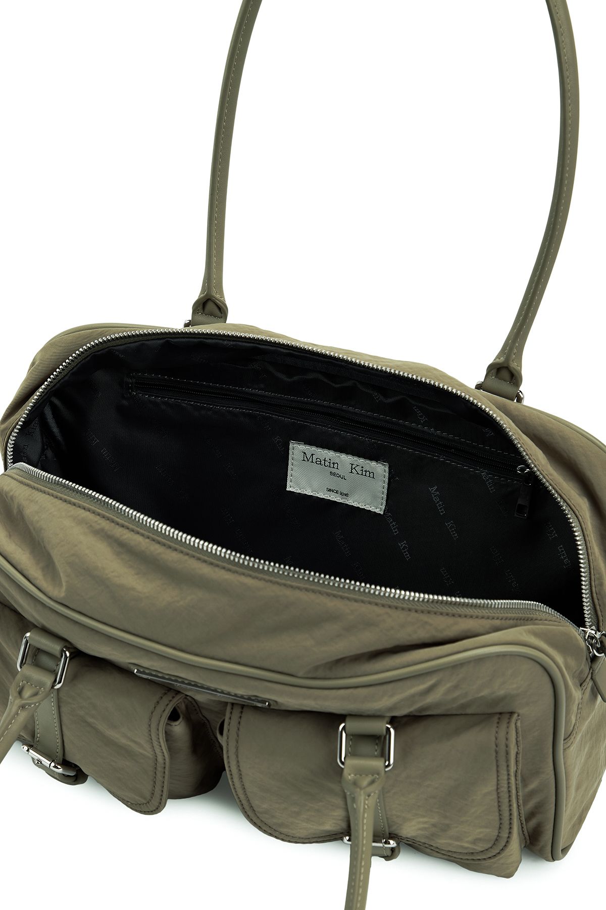 MUSINSA | MATIN KIM DOUBLE POCKET SPORTY TOTE BAG IN KHAKI
