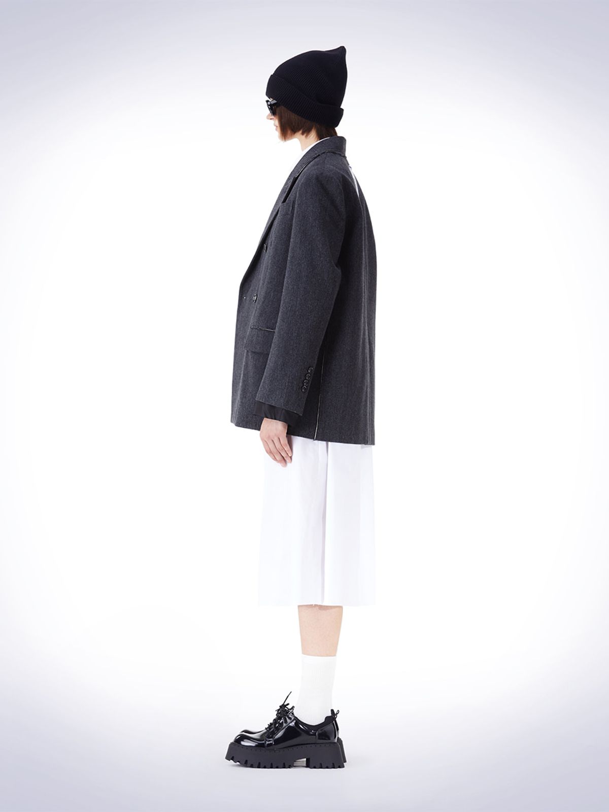하우스공칠이씨(HAUS072C) HERRING BONE DOUBLE JACKET DARK GREY