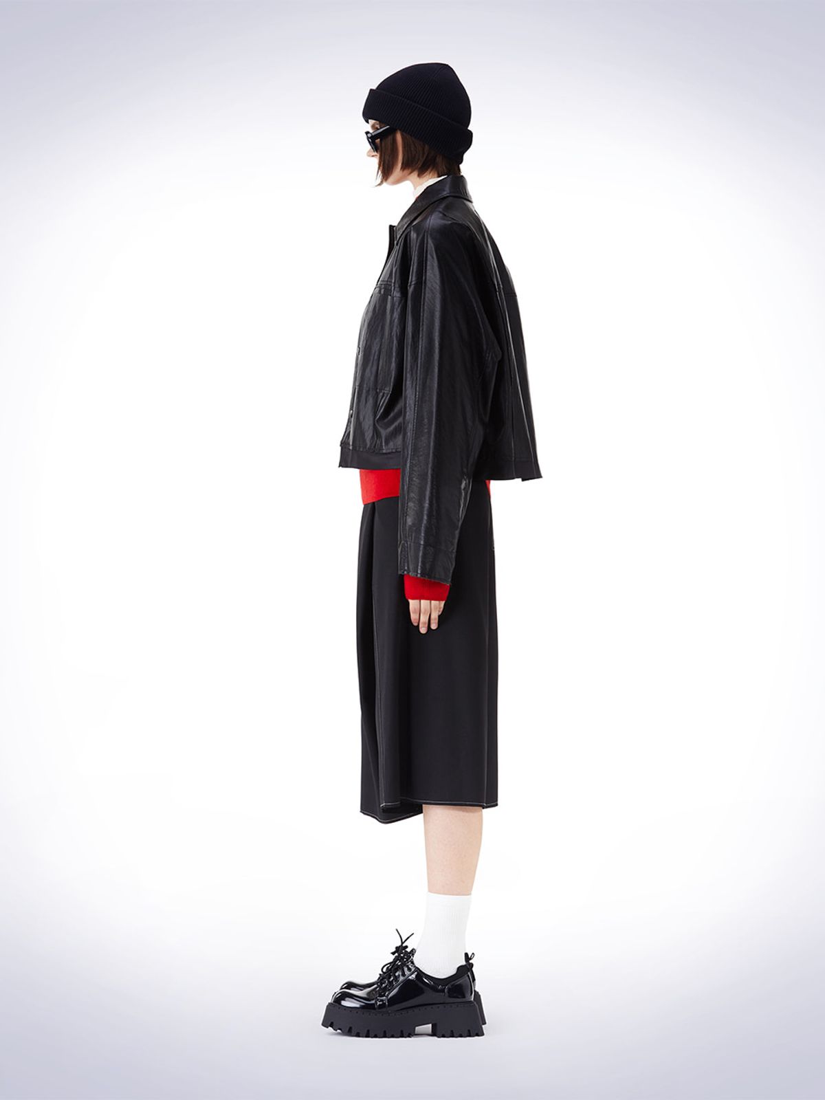 하우스공칠이씨(HAUS072C) BIG POCKET FAKE LEATHER JACKET BLACK