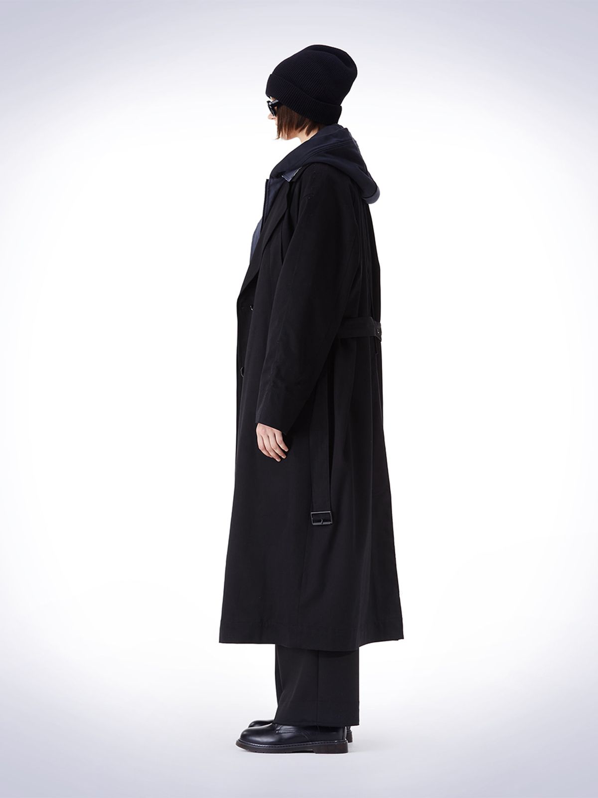 하우스공칠이씨(HAUS072C) DETACHABLE HOODY TRENCH COAT BLACK