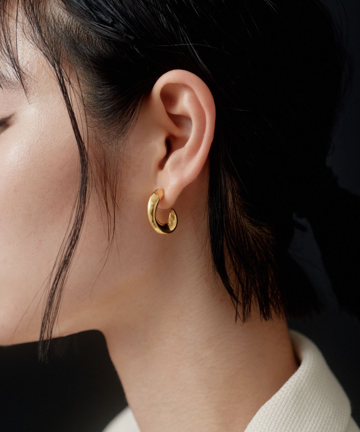 노비스도쿄(NOVICE TOKYO) 뉘앙스 후프 귀걸이 Nuance Hoop Pierce［Stainless］ / Gold