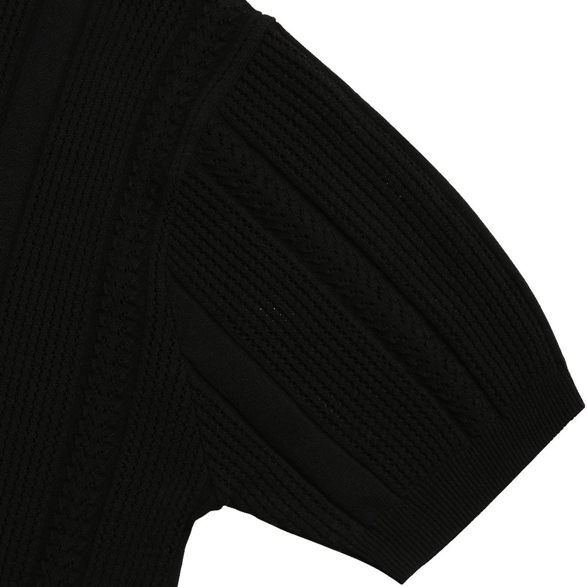 솔티(SORTIE) Mesh Mixed Crochet Polo Knit (Black)