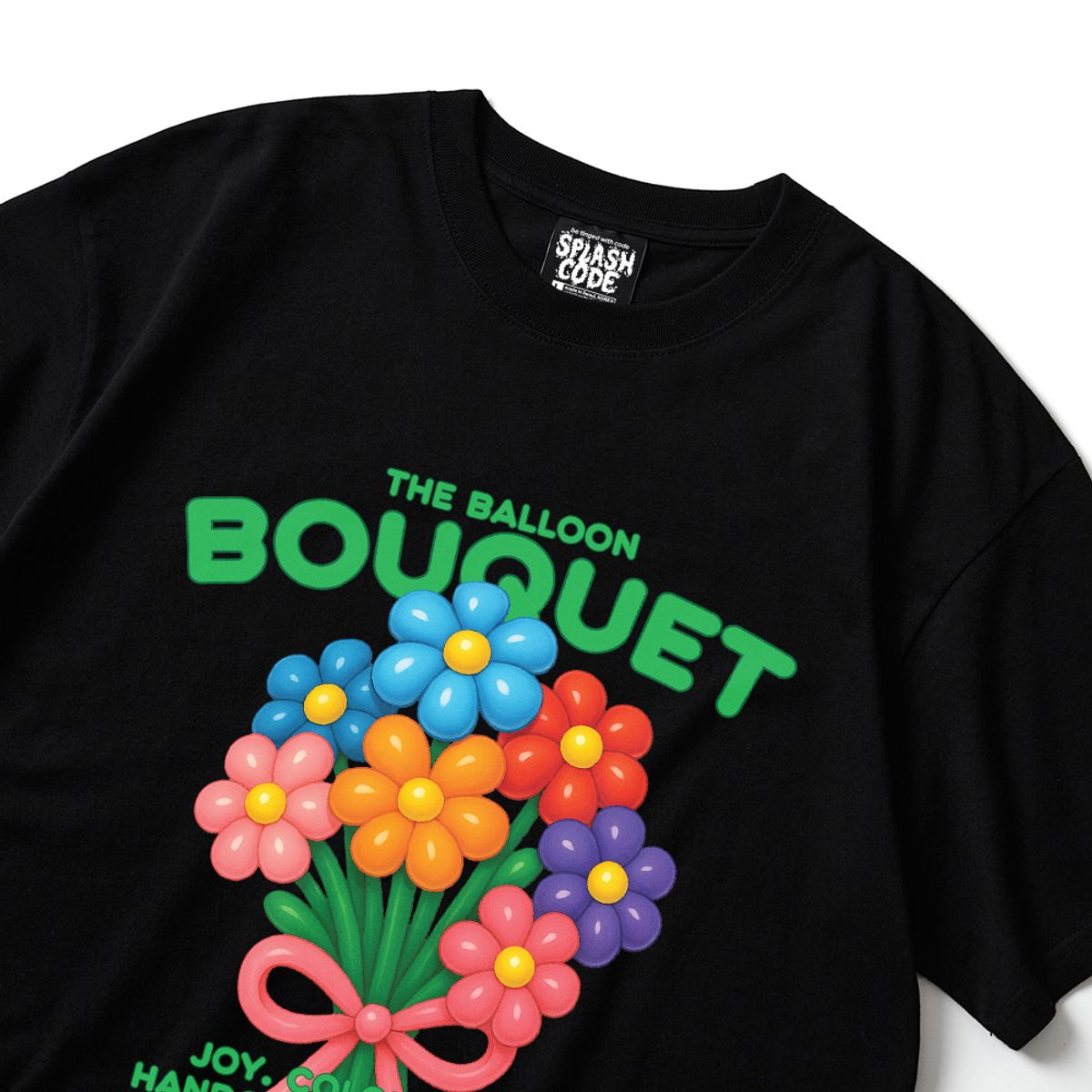 스플래시코드(SPLASHCODE) 반팔 티셔츠 블랙 - 벌룬부케(Balloon Bouquet)