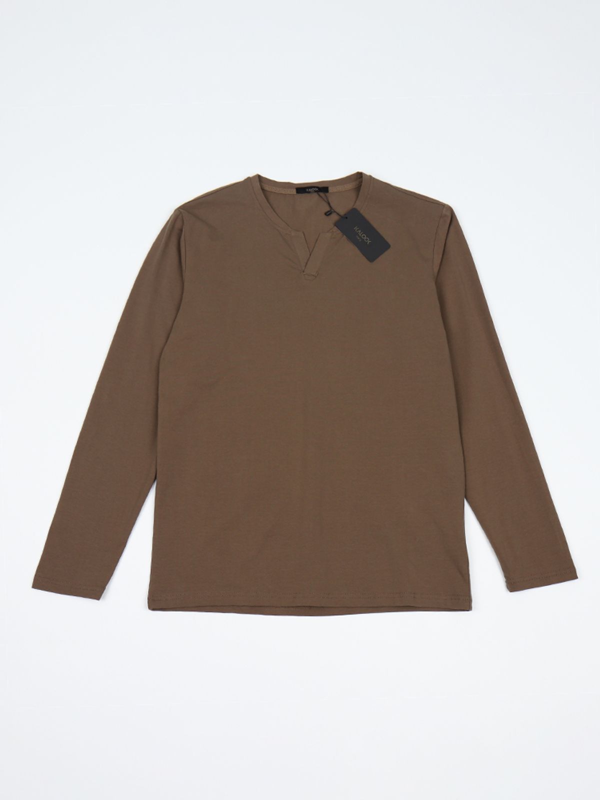 이카룩(IKALOOK) 브이 라운드 무지 긴팔 티셔츠 TEE174