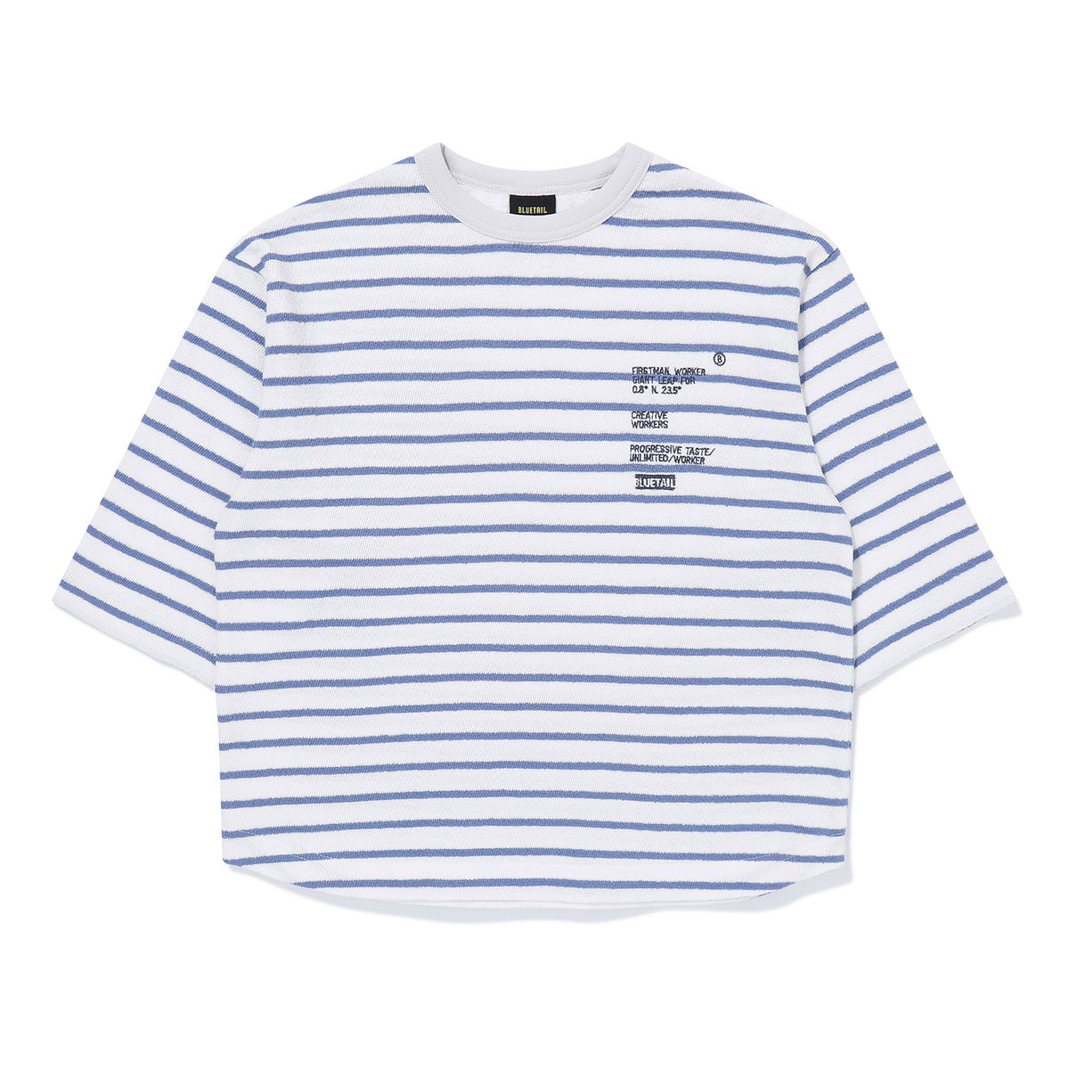블루테일(BLUETAIL) AZG1TS01SB 스카이블루 스트라이프 티셔츠