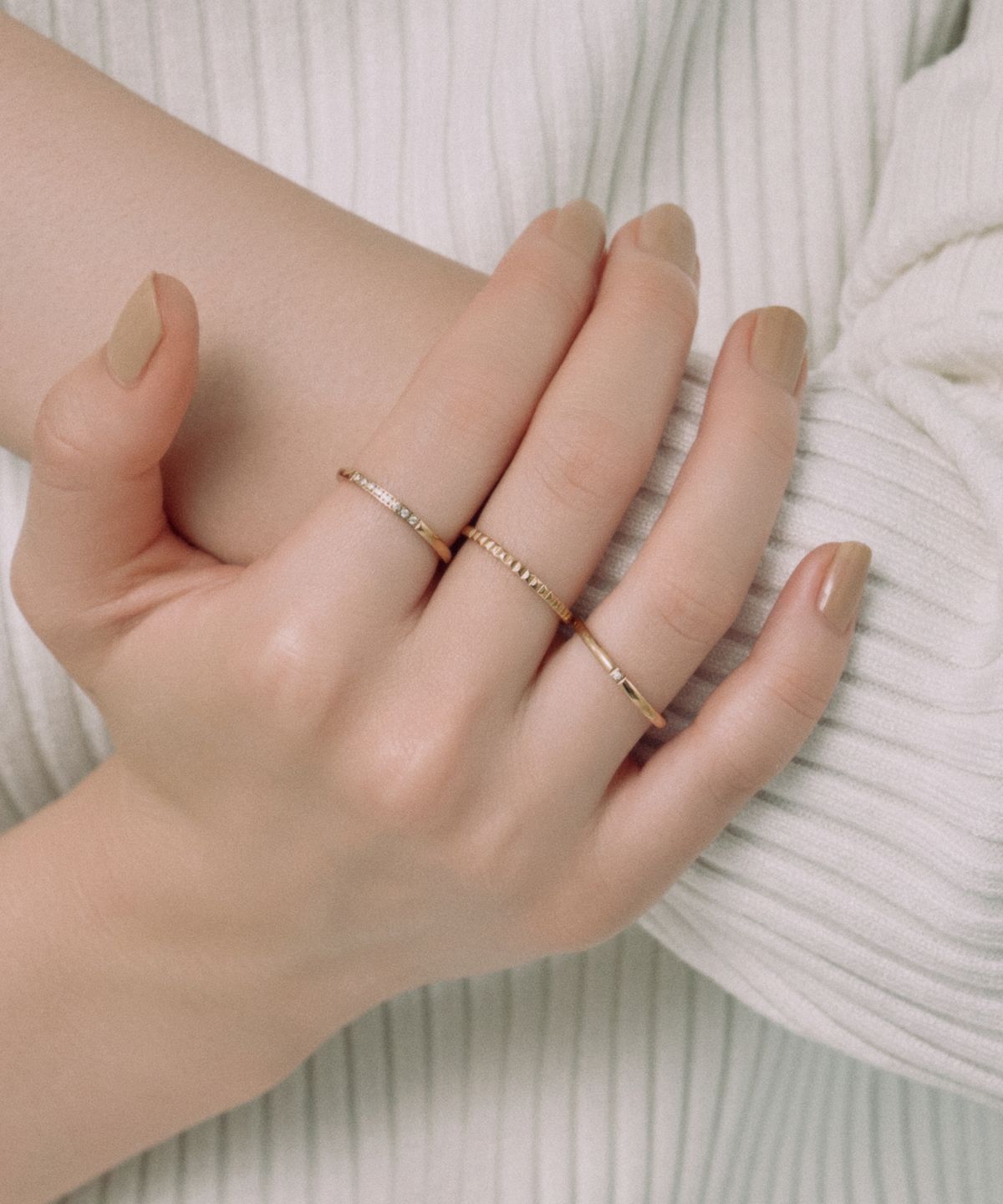 노비스도쿄(NOVICE TOKYO) 슬림 큐빅 링 3세트 CZ Ring 3 set ［Stainless］/ Gold
