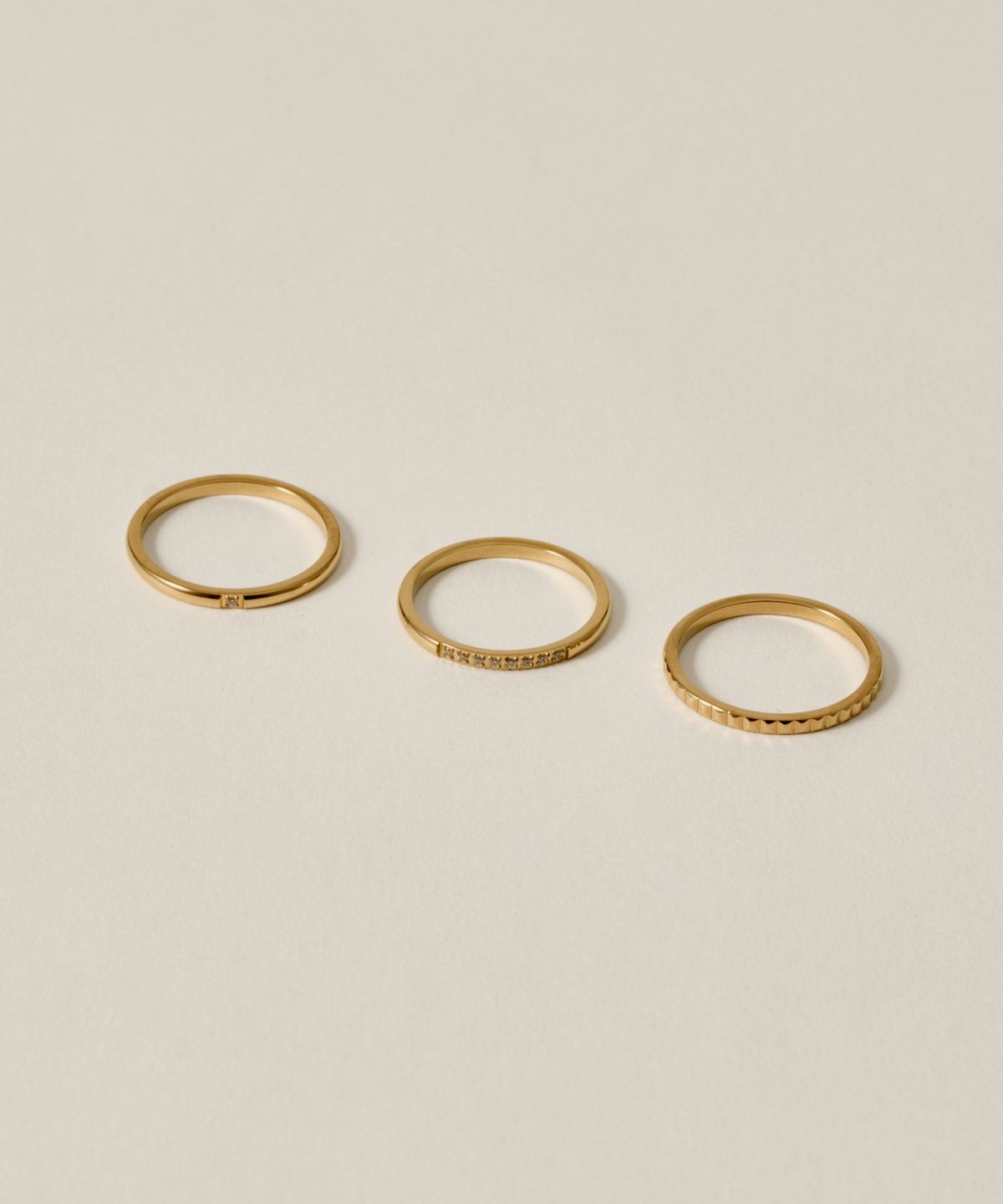 노비스도쿄(NOVICE TOKYO) 슬림 큐빅 링 3세트 CZ Ring 3 set ［Stainless］/ Gold