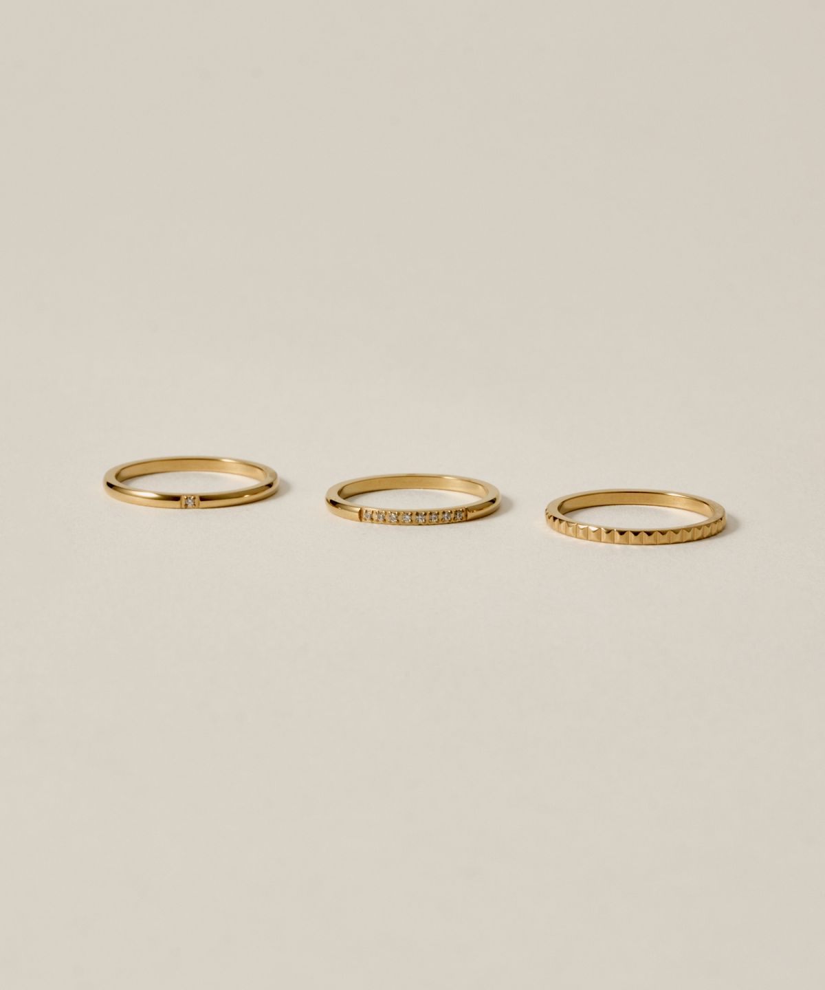 노비스도쿄(NOVICE TOKYO) 슬림 큐빅 링 3세트 CZ Ring 3 set ［Stainless］/ Gold