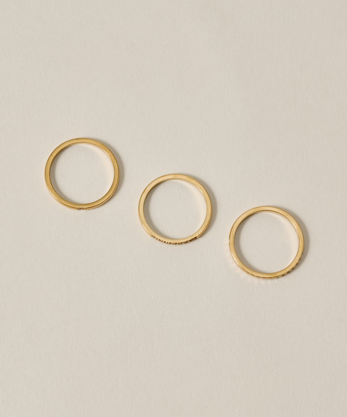 노비스도쿄(NOVICE TOKYO) 슬림 큐빅 링 3세트 CZ Ring 3 set ［Stainless］/ Gold