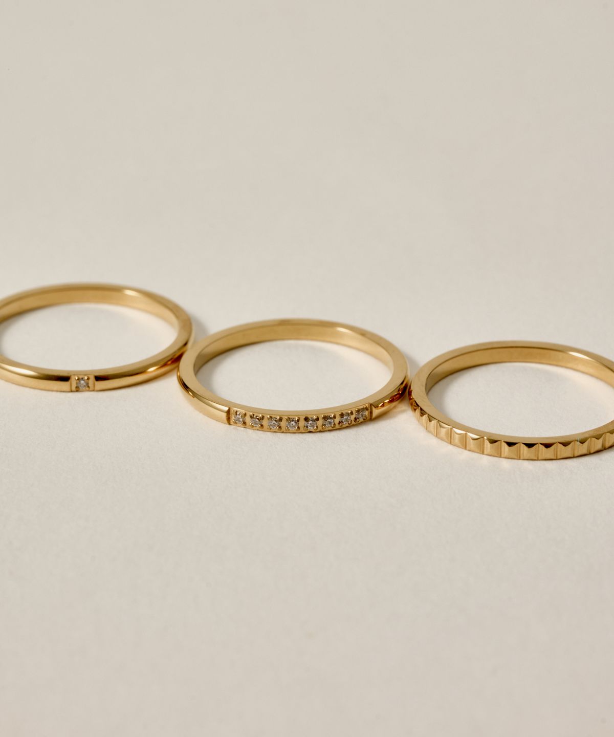 노비스도쿄(NOVICE TOKYO) 슬림 큐빅 링 3세트 CZ Ring 3 set ［Stainless］/ Gold