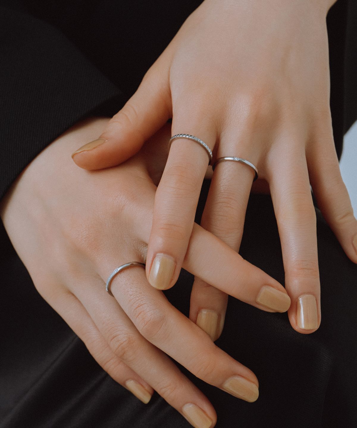노비스도쿄(NOVICE TOKYO) 슬림 큐빅 링 3세트 CZ Ring 3 set［Stainless］/ Silver
