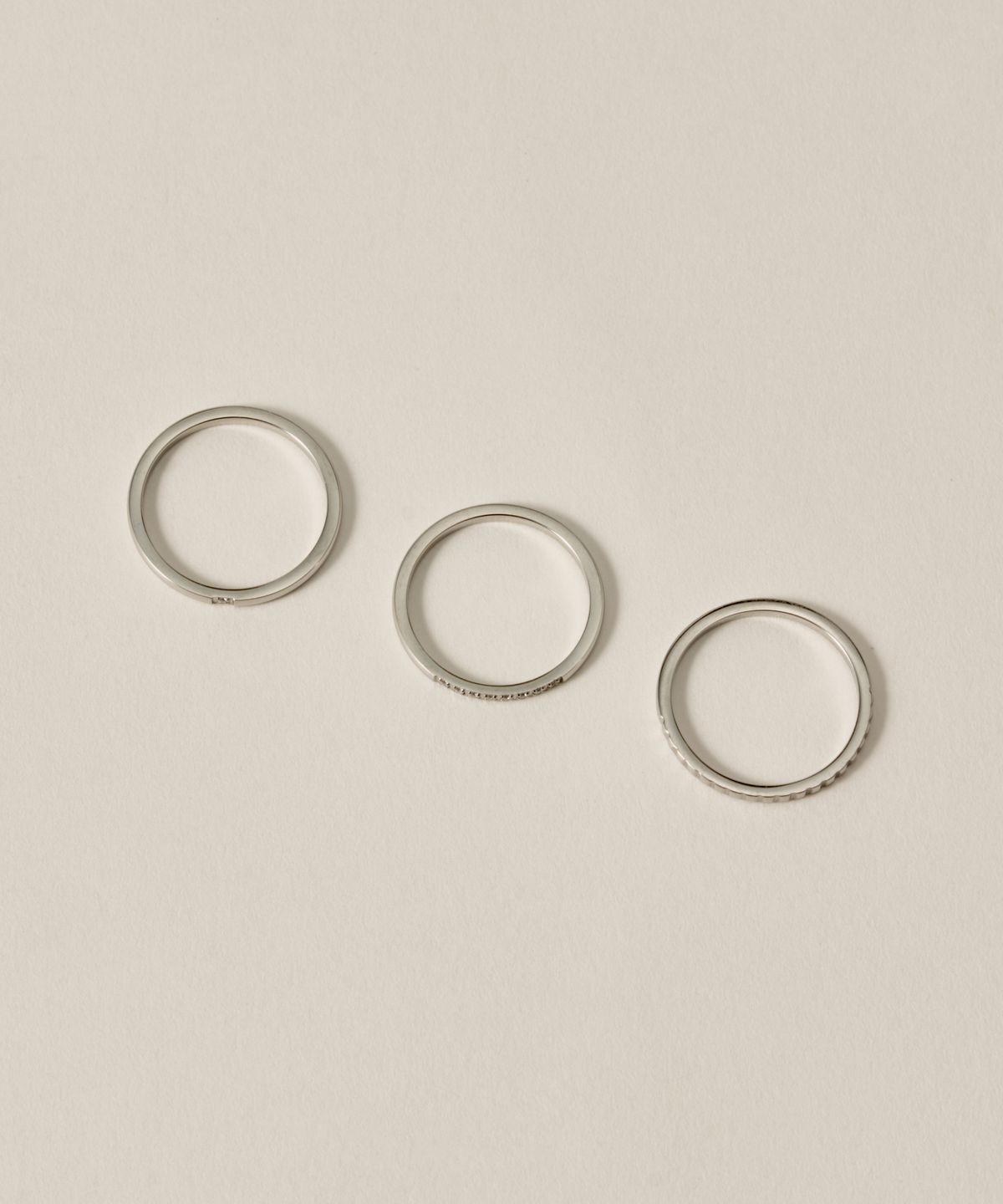 노비스도쿄(NOVICE TOKYO) 슬림 큐빅 링 3세트 CZ Ring 3 set［Stainless］/ Silver