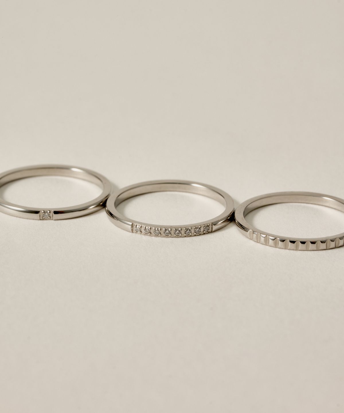 노비스도쿄(NOVICE TOKYO) 슬림 큐빅 링 3세트 CZ Ring 3 set［Stainless］/ Silver