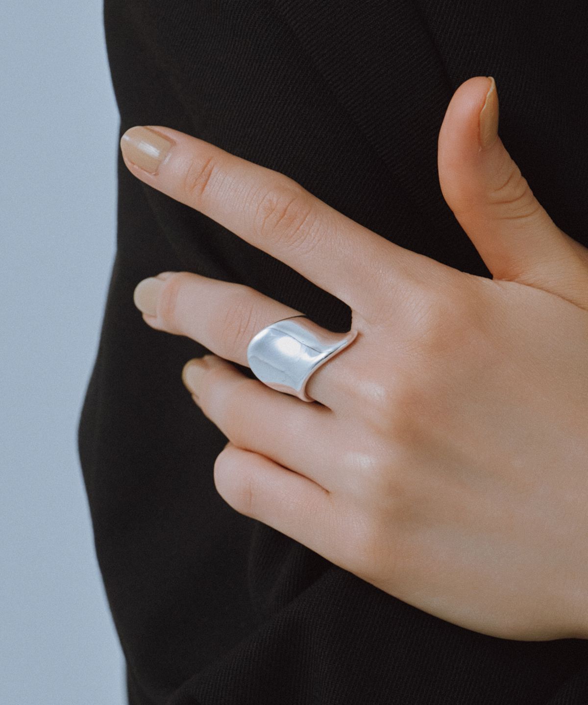 노비스도쿄(NOVICE TOKYO) 웨이브 링  Wave Ring［Stainless］/ Silver