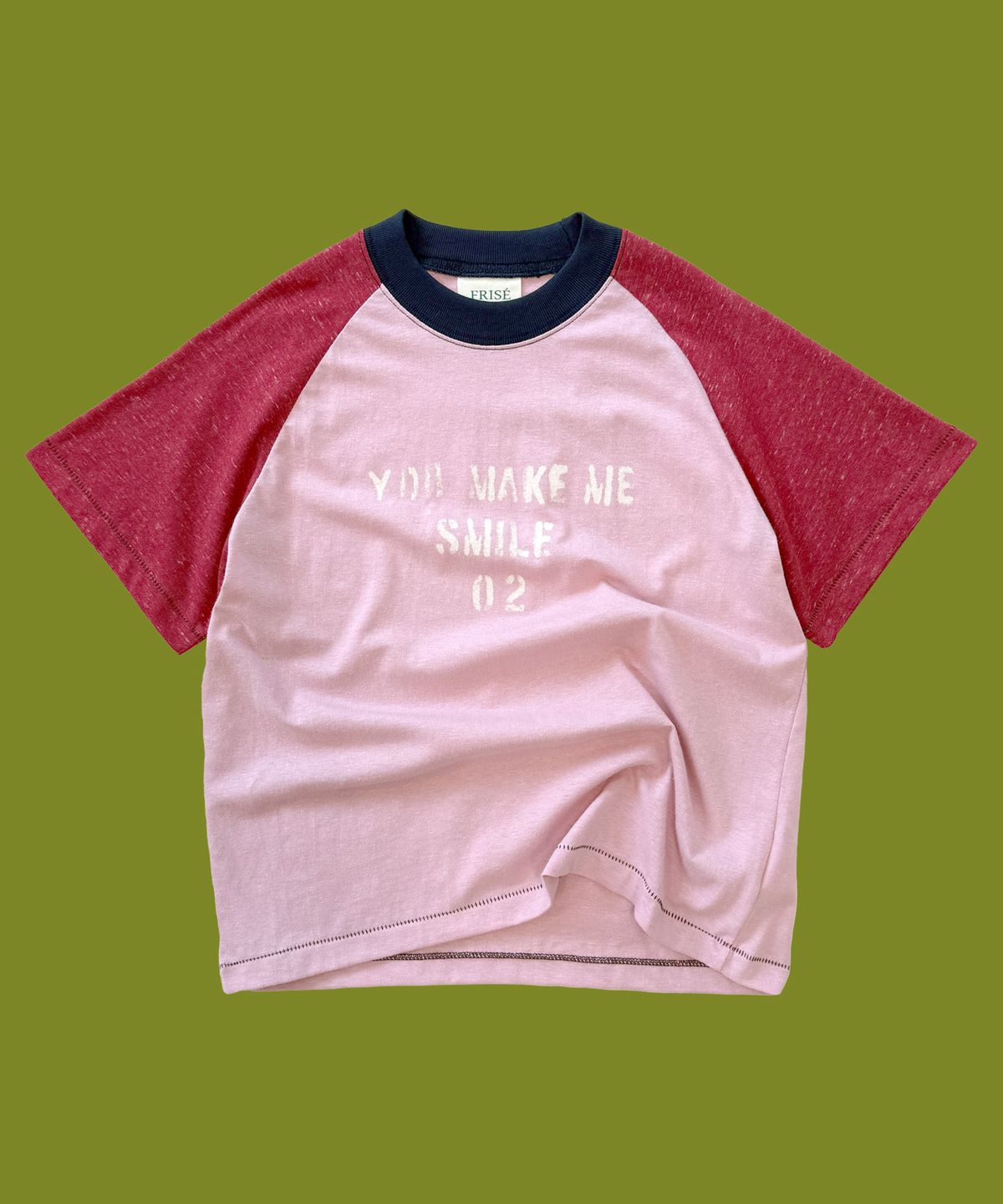 프리제(FRISE) SMILE raglan short sleeved-t, pink
