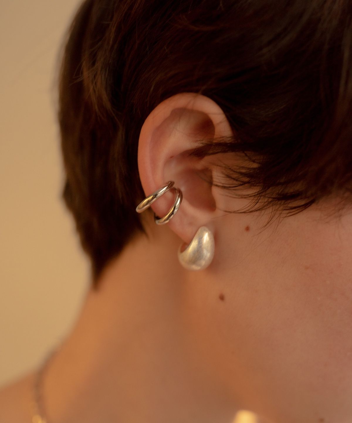 노비스도쿄(NOVICE TOKYO) 더블 후프 이어 커프 Double Hoop Ear Cuff / Silver