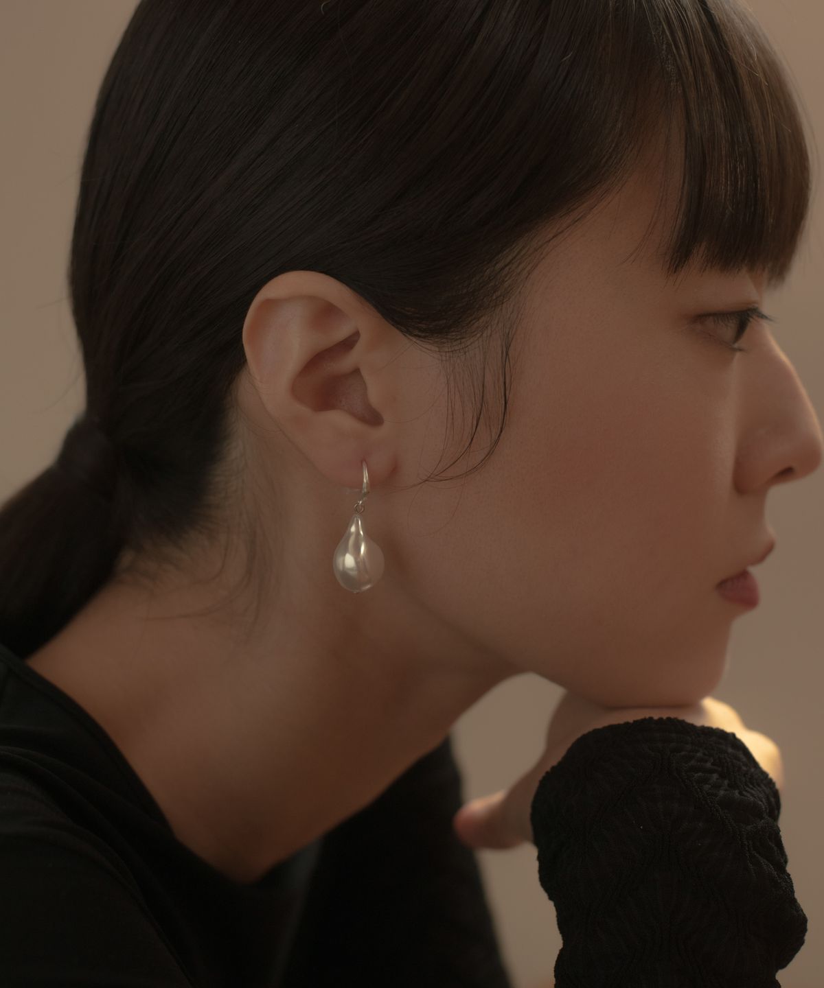노비스도쿄(NOVICE TOKYO) 드롭 진주 후크 피어스 Drop Pearl Hook Pierce / silver
