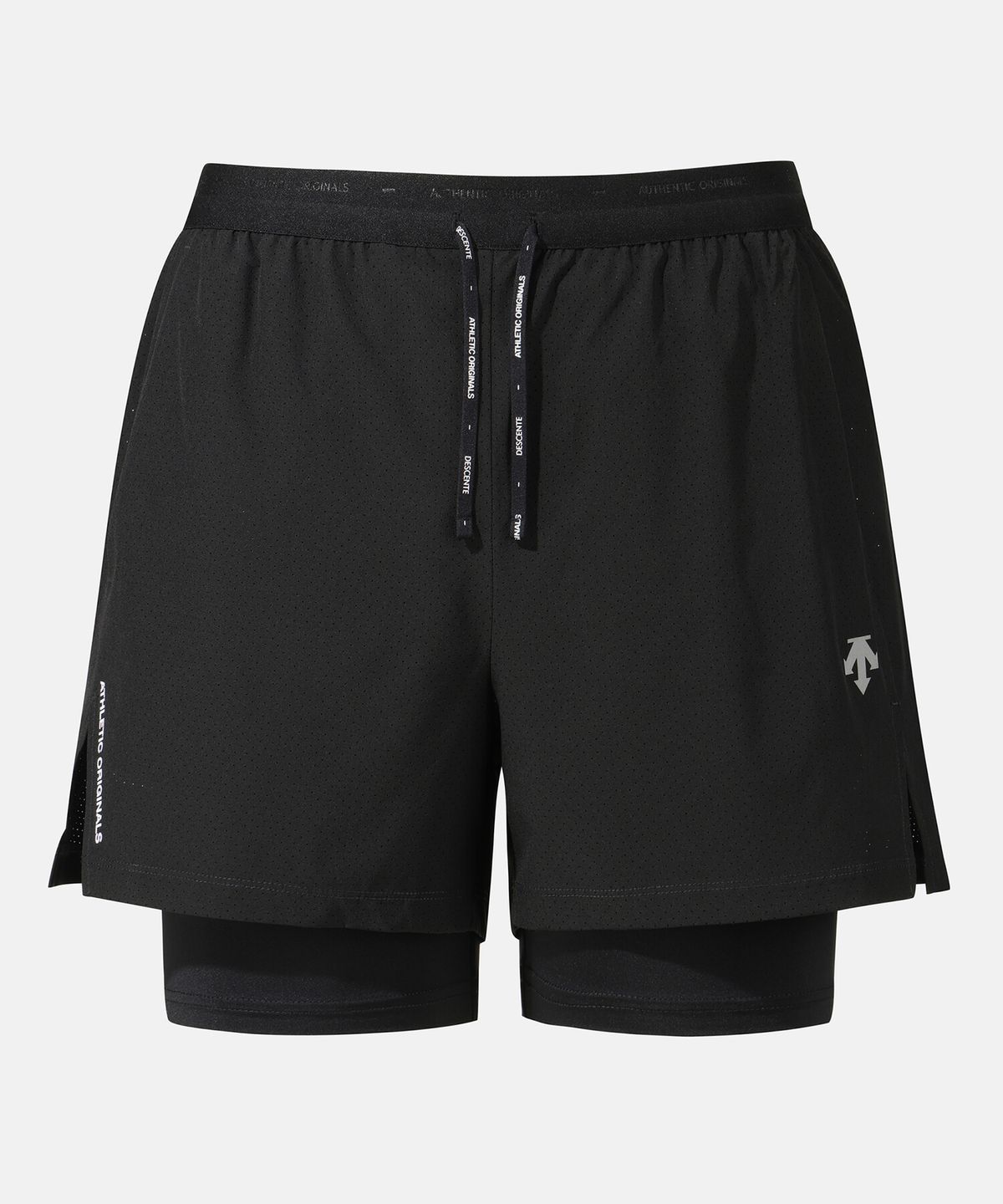 데상트(DESCENTE) 러닝 벤틸레이션 2IN1 4인치 쇼츠 블랙(SQ323RHP72)