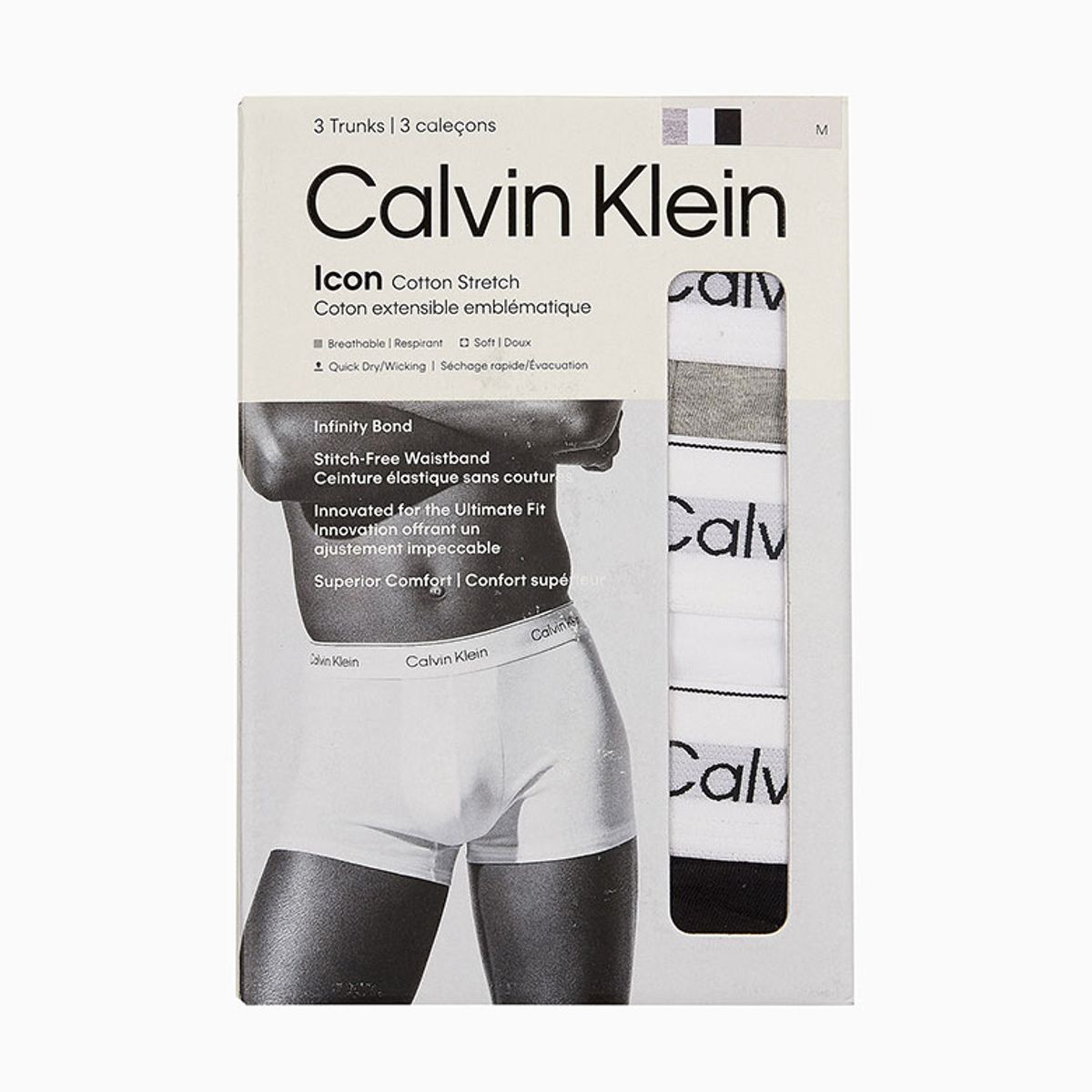 캘빈클라인 언더웨어(CALVIN KLEIN UNDERWEAR) 남성 아이콘 코튼 스트레치 3PK 트렁크_NB4392MP1