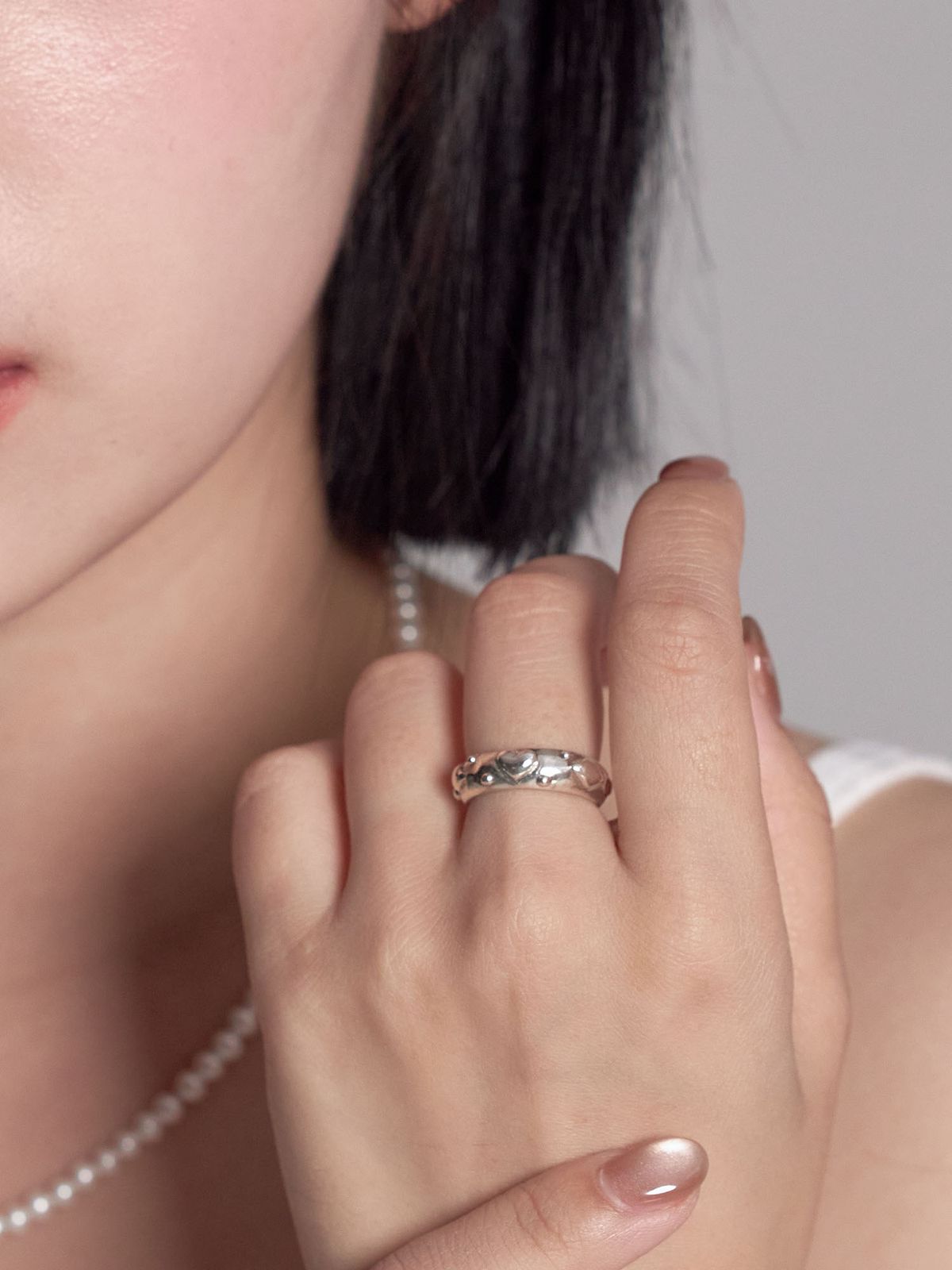 러브트릭스(LOVETRIX) Silver925 Heart drawing bold ring1