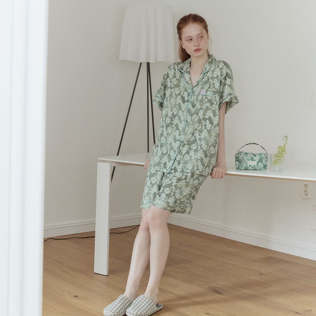 뮤즈무드(MUSEMOOD) [파이핑][60수면모달] green grape summer pajama