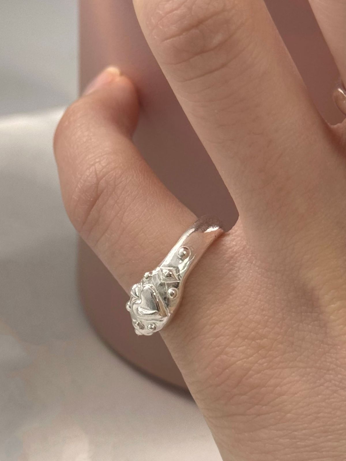 러브트릭스(LOVETRIX) Silver925 Heart drawing bold ring2